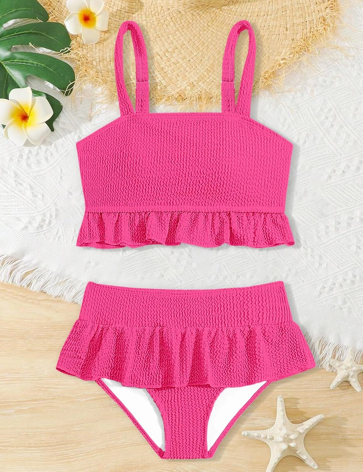 Migu Girls Swimsuits with Ruffled Hem Cute Bikini 2 Piece Bathing Suits for Girls Swimwear