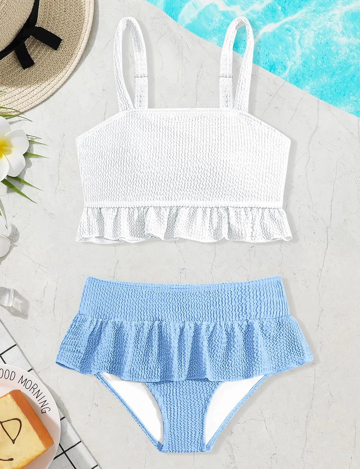 Migu Girls Swimsuits with Ruffled Hem Cute Bikini 2 Piece Bathing Suits for Girls Swimwear