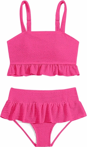 Migu Girls Swimsuits with Ruffled Hem Cute Bikini 2 Piece Bathing Suits for Girls Swimwear