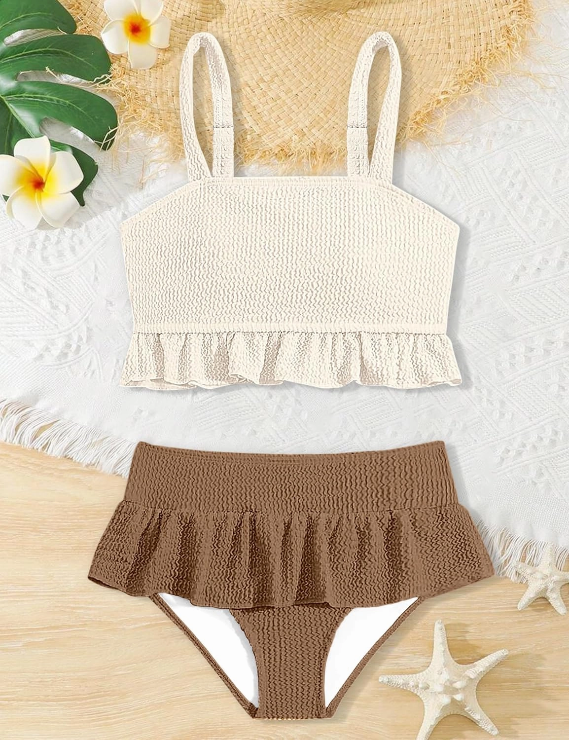Migu Girls Swimsuits with Ruffled Hem Cute Bikini 2 Piece Bathing Suits for Girls Swimwear