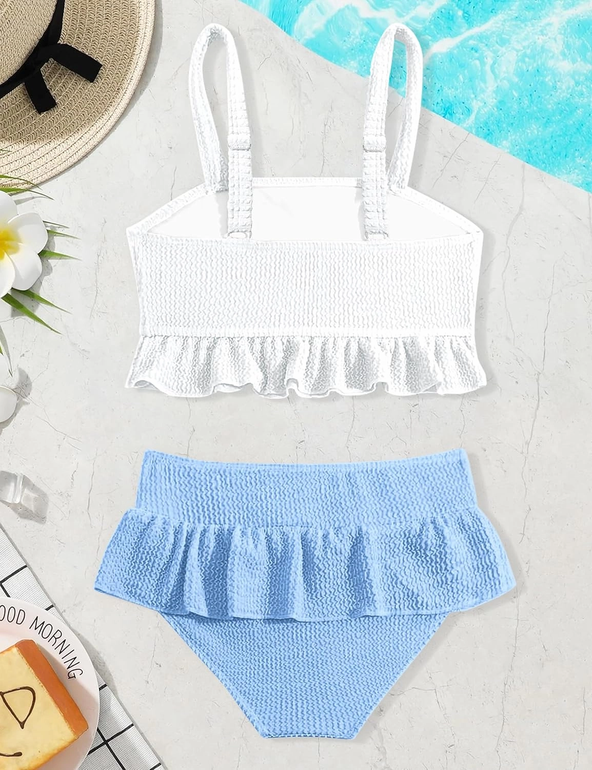 Migu Girls Swimsuits with Ruffled Hem Cute Bikini 2 Piece Bathing Suits for Girls Swimwear