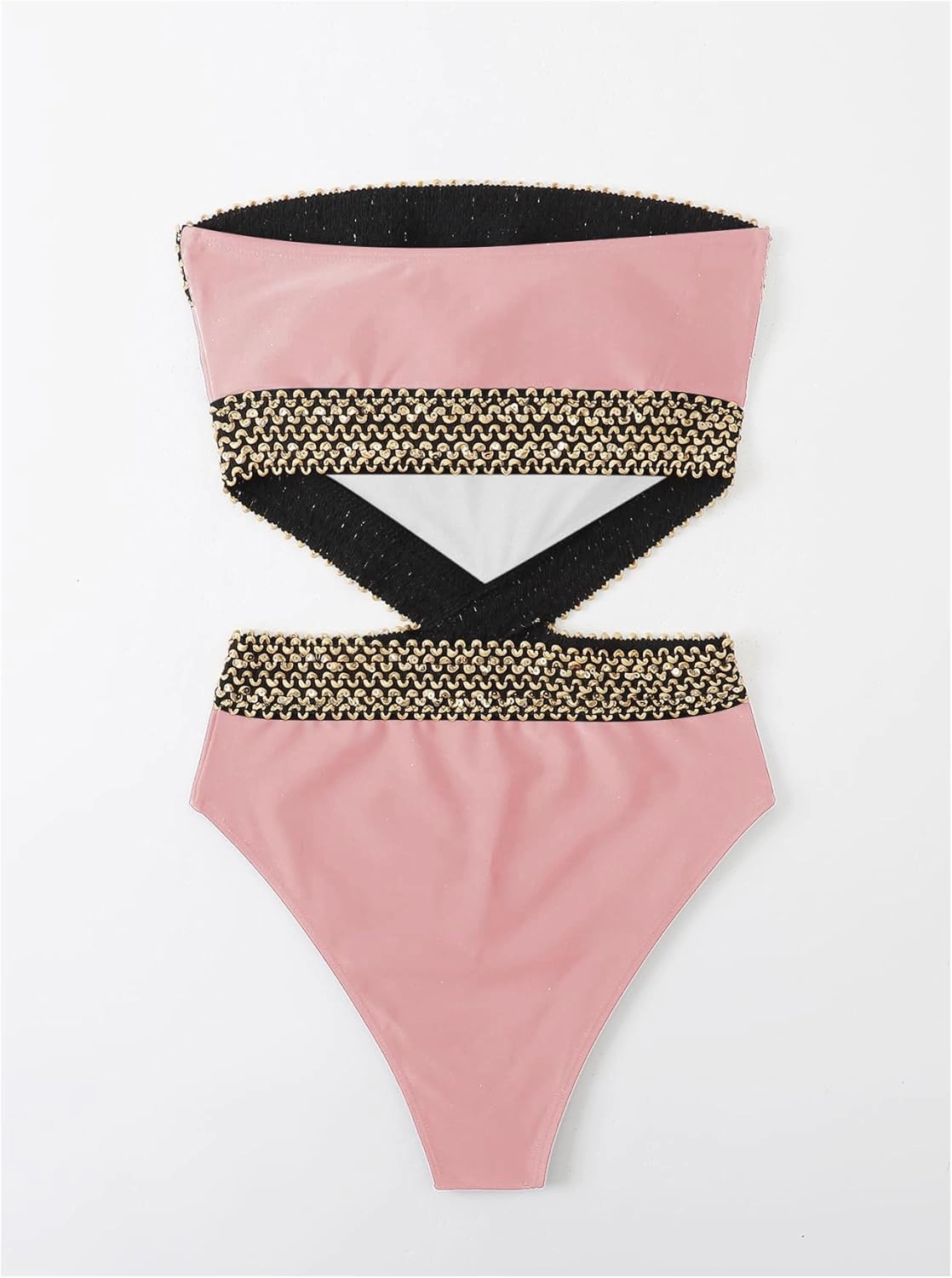 Milumia Women's Stitch Detail Strapless One Piece Swimsuit Cut Out Bandeau Bathing Suit