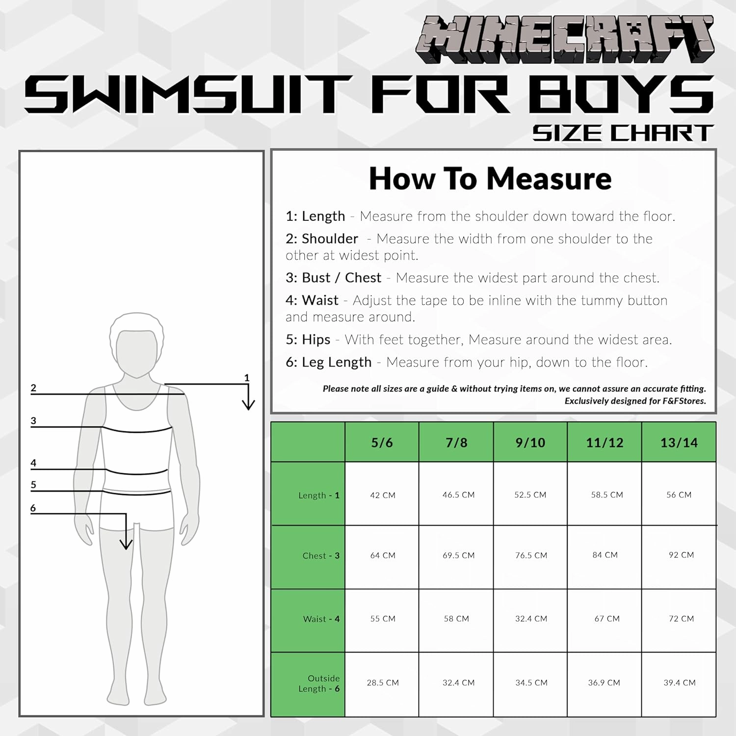 Minecraft Boys 2 Piece Swim Set, Swimming Top and Boys Swim Trunks