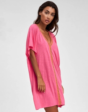 Mini Pima Abaya Dress - Hot Pink