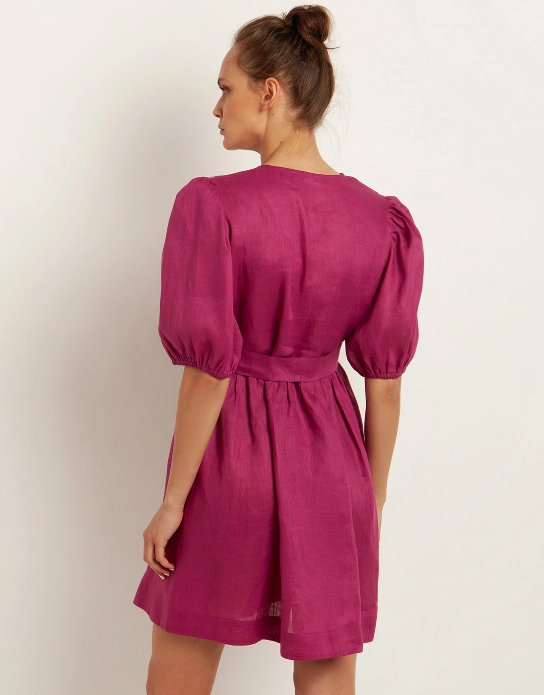 Minimal Mini Wrap Dress - Magenta