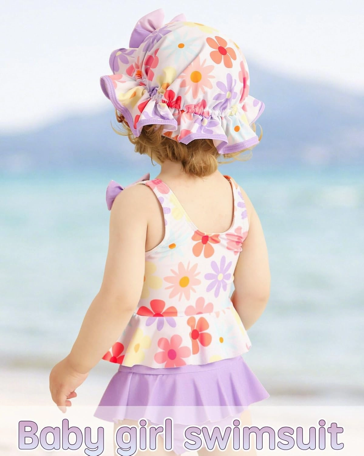 Mioglrie Baby Infant Swimsuit Girl Toddler Bathing Suit Girl Summer Beach Bikini Tankini Swimwear Hat 3-24 Months 2t-5t