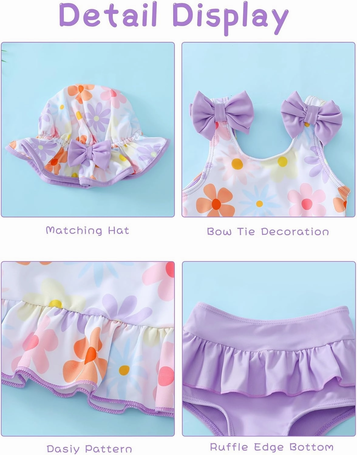 Mioglrie Baby Infant Swimsuit Girl Toddler Bathing Suit Girl Summer Beach Bikini Tankini Swimwear Hat 3-24 Months 2t-5t