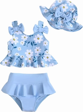 Mioglrie Baby Infant Swimsuit Girl Toddler Bathing Suit Girl Summer Beach Bikini Tankini Swimwear Hat 3-24 Months 2t-5t