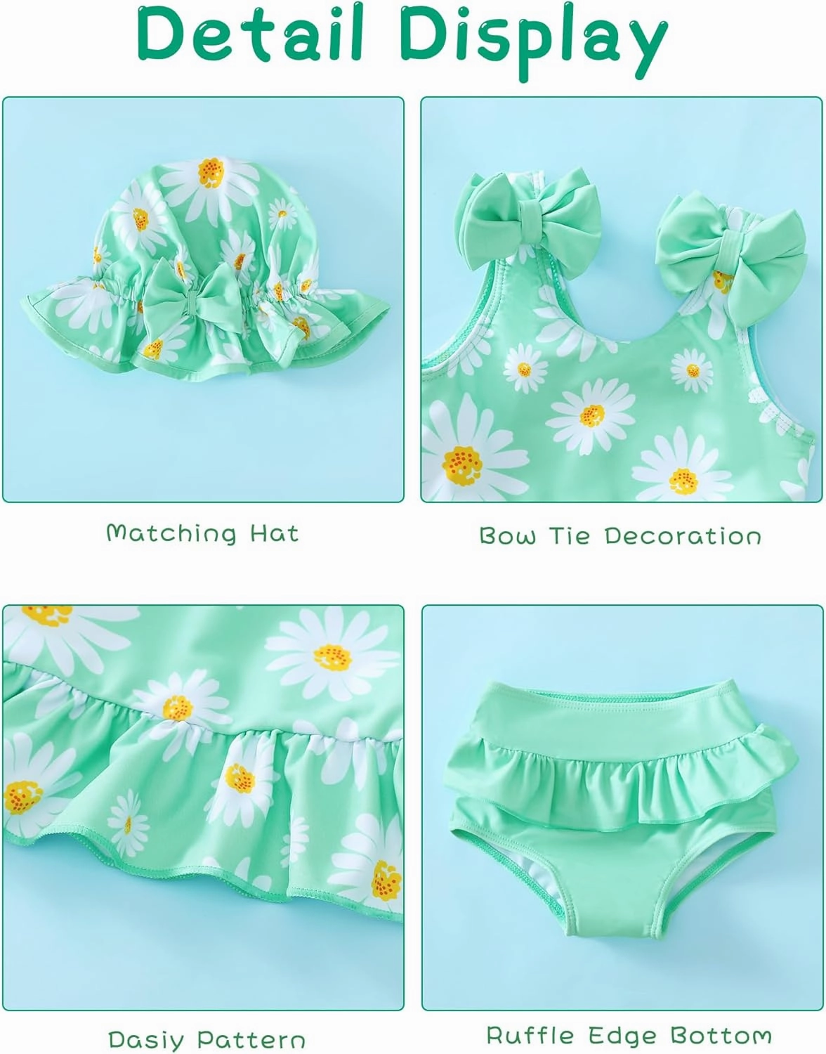 Mioglrie Baby Infant Swimsuit Girl Toddler Bathing Suit Girl Summer Beach Bikini Tankini Swimwear Hat 3-24 Months 2t-5t