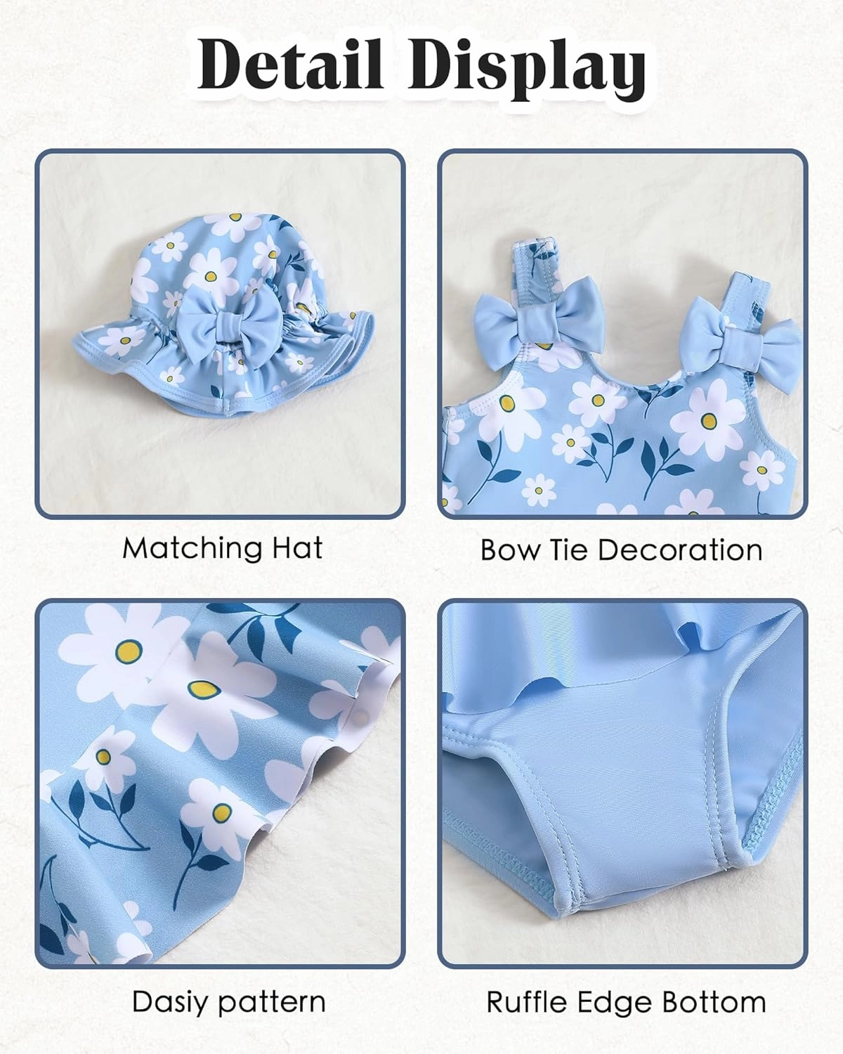 Mioglrie Baby Infant Swimsuit Girl Toddler Bathing Suit Girl Summer Beach Bikini Tankini Swimwear Hat 3-24 Months 2t-5t