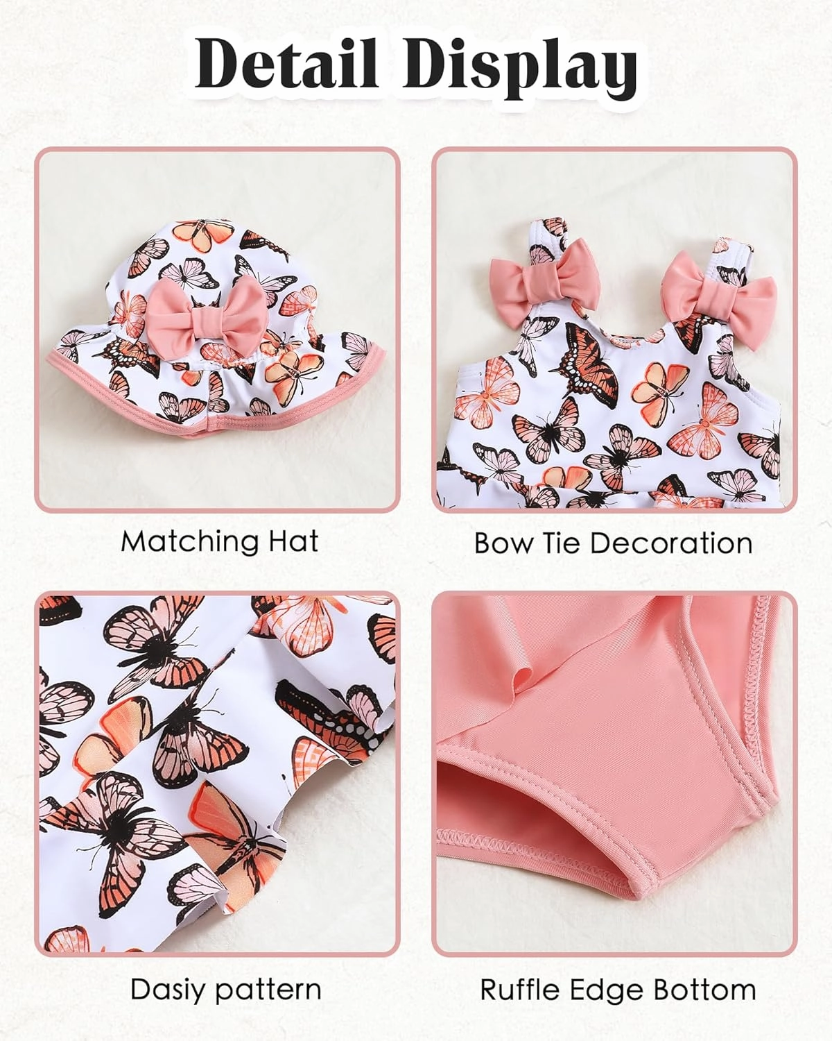 Mioglrie Baby Infant Swimsuit Girl Toddler Bathing Suit Girl Summer Beach Bikini Tankini Swimwear Hat 3-24 Months 2t-5t