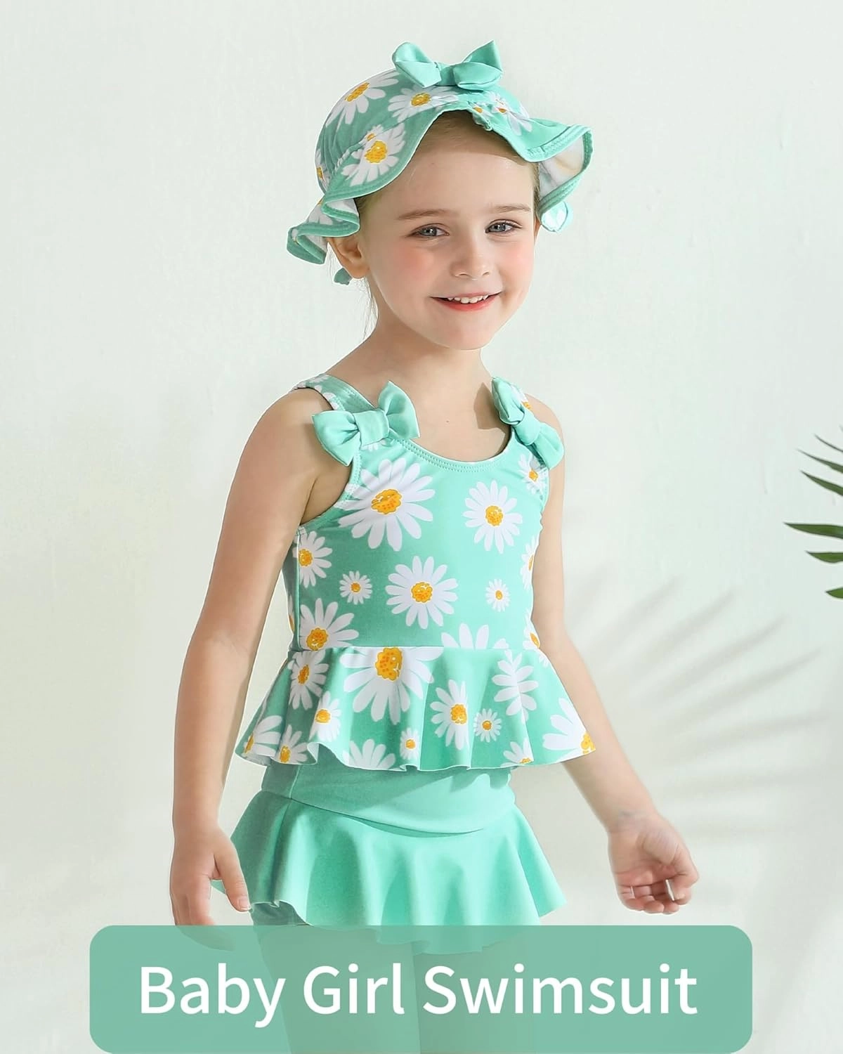 Mioglrie Baby Infant Swimsuit Girl Toddler Bathing Suit Girl Summer Beach Bikini Tankini Swimwear Hat 3-24 Months 2t-5t