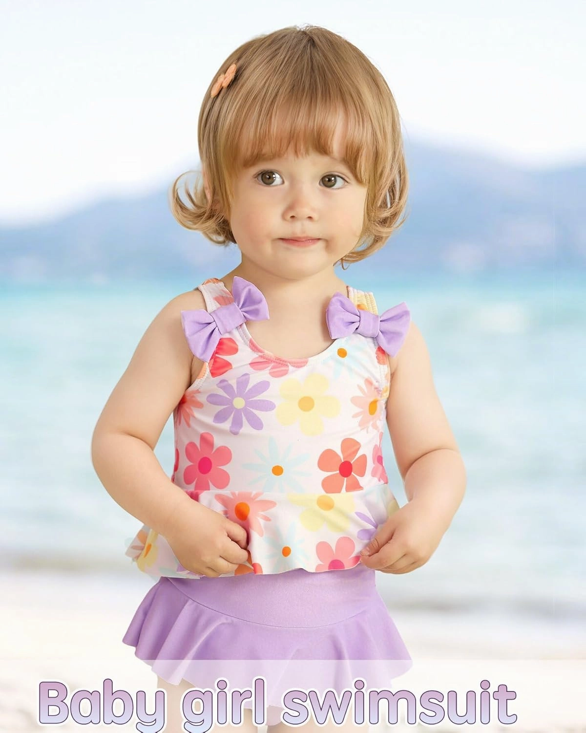 Mioglrie Baby Infant Swimsuit Girl Toddler Bathing Suit Girl Summer Beach Bikini Tankini Swimwear Hat 3-24 Months 2t-5t