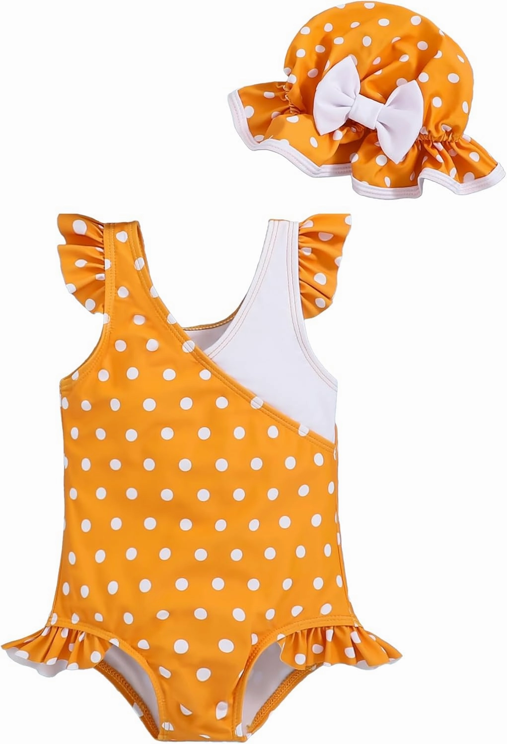 Mioglrie Toddler Girl Swimsuit One Piece Little Girls Bathing Suit Ruffle Swimsuit Girls Color Block Swimwear