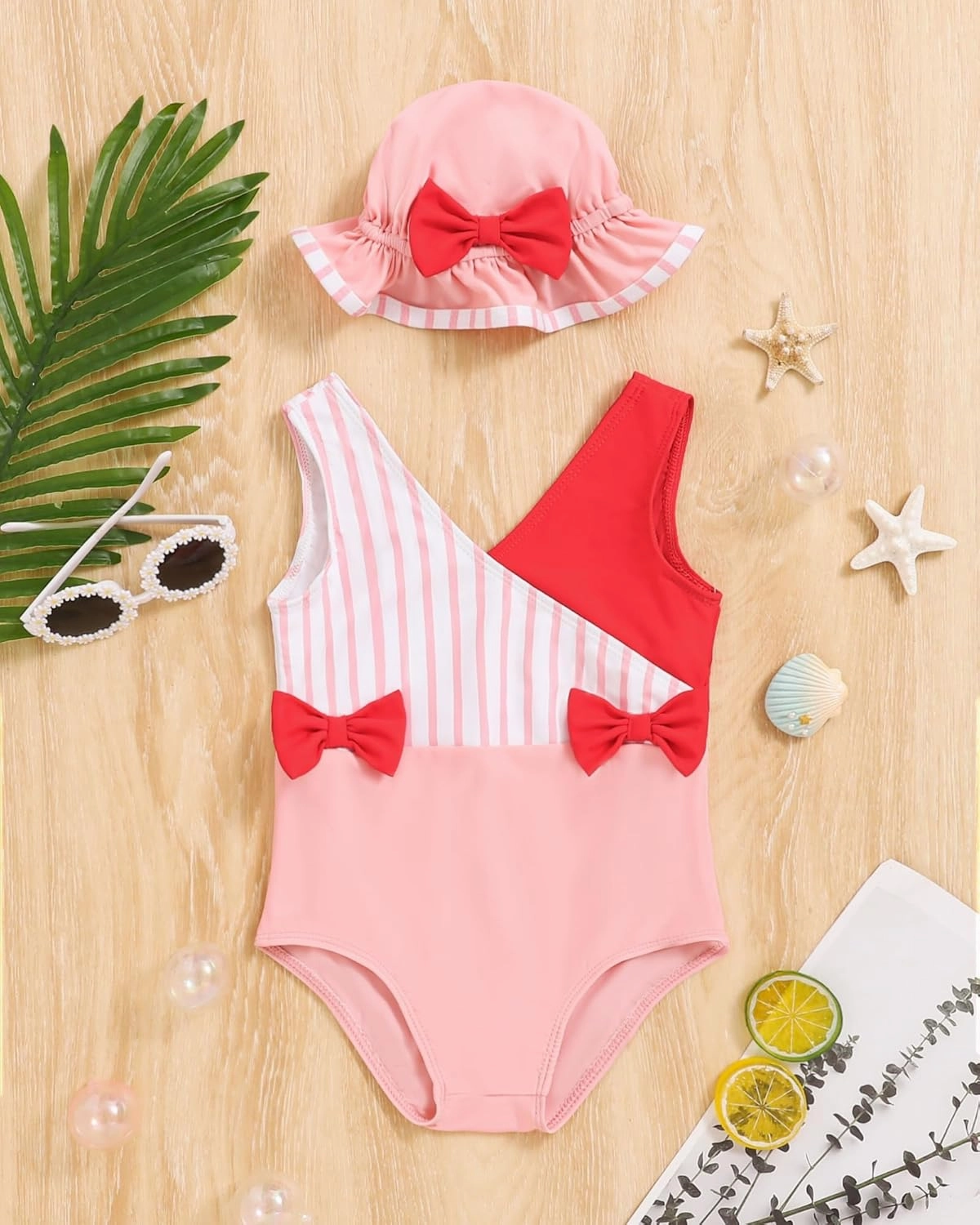 Mioglrie Toddler Girl Swimsuit One Piece Little Girls Bathing Suit Ruffle Swimsuit Girls Color Block Swimwear