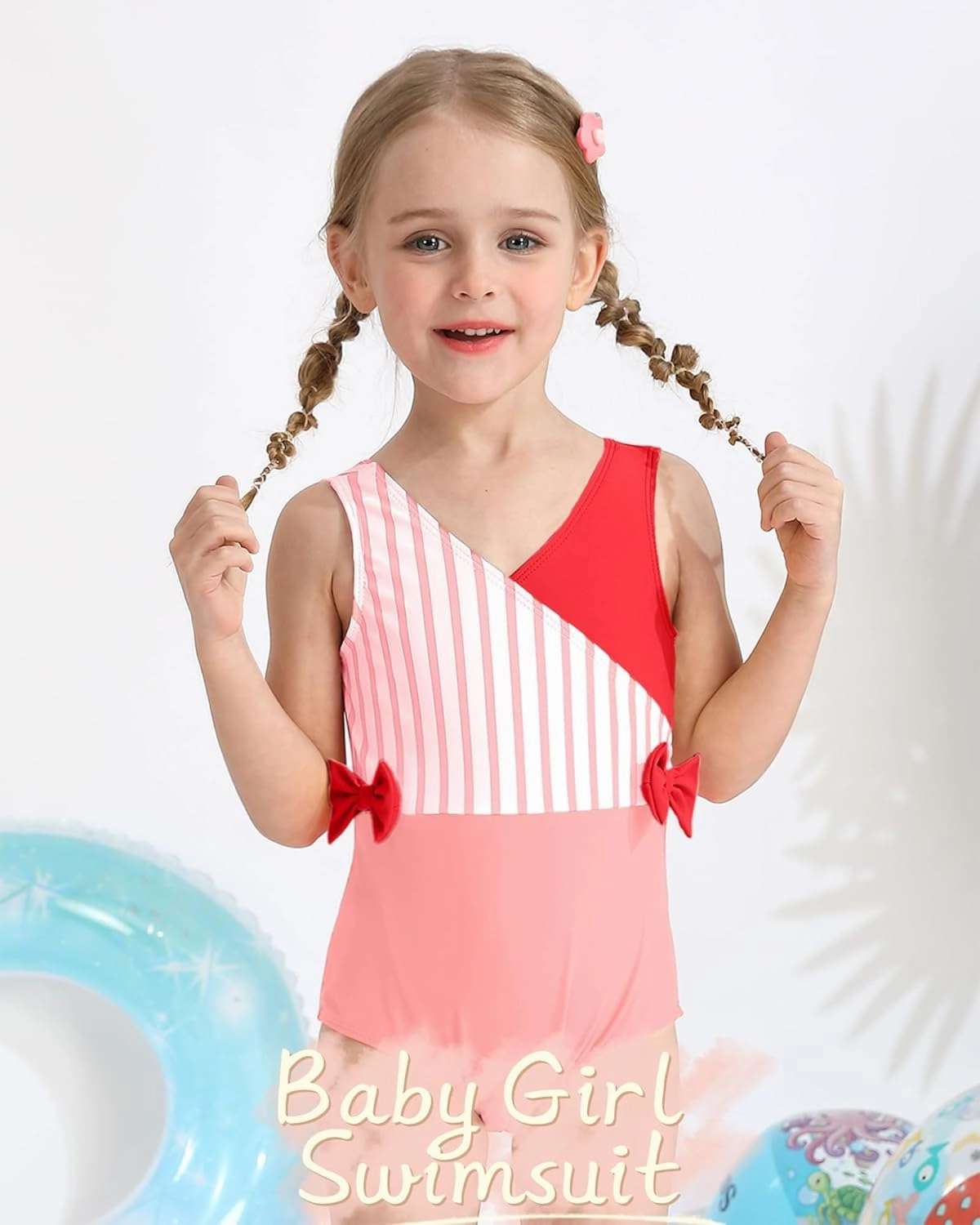 Mioglrie Toddler Girl Swimsuit One Piece Little Girls Bathing Suit Ruffle Swimsuit Girls Color Block Swimwear