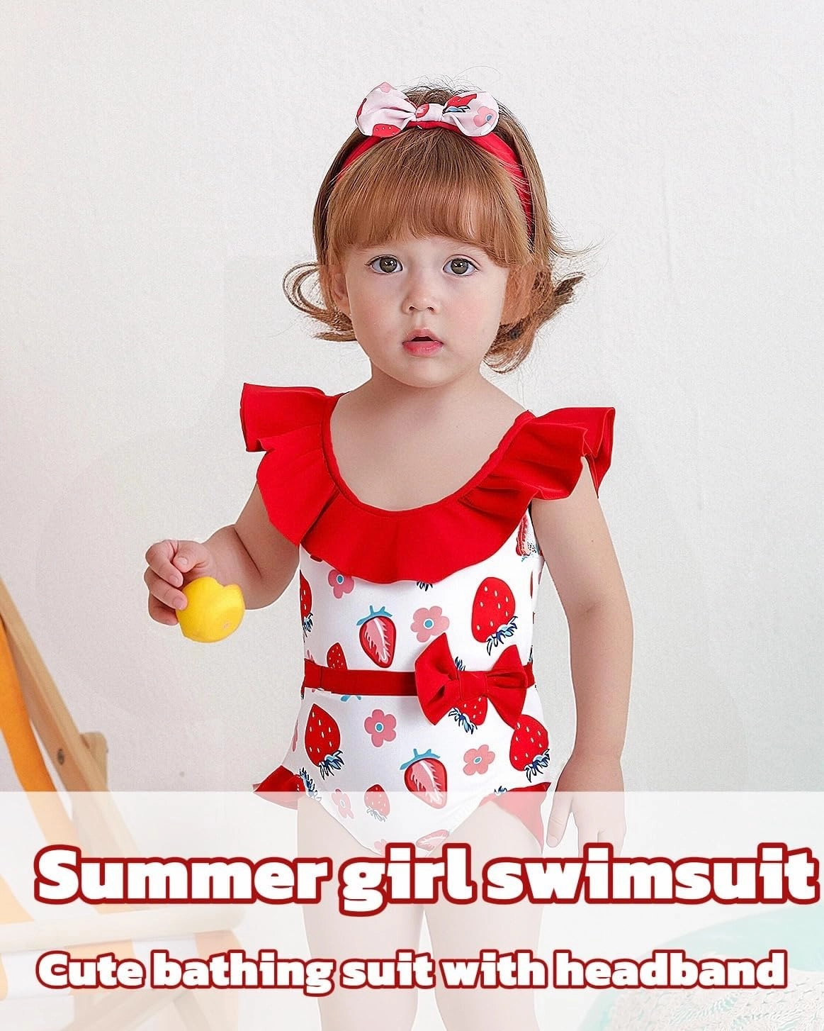 Mioglrie Toddler Girls Swimsuits Baby Bathing Suit Girl One Piece Shoulder Strap Ruffle Swimwear