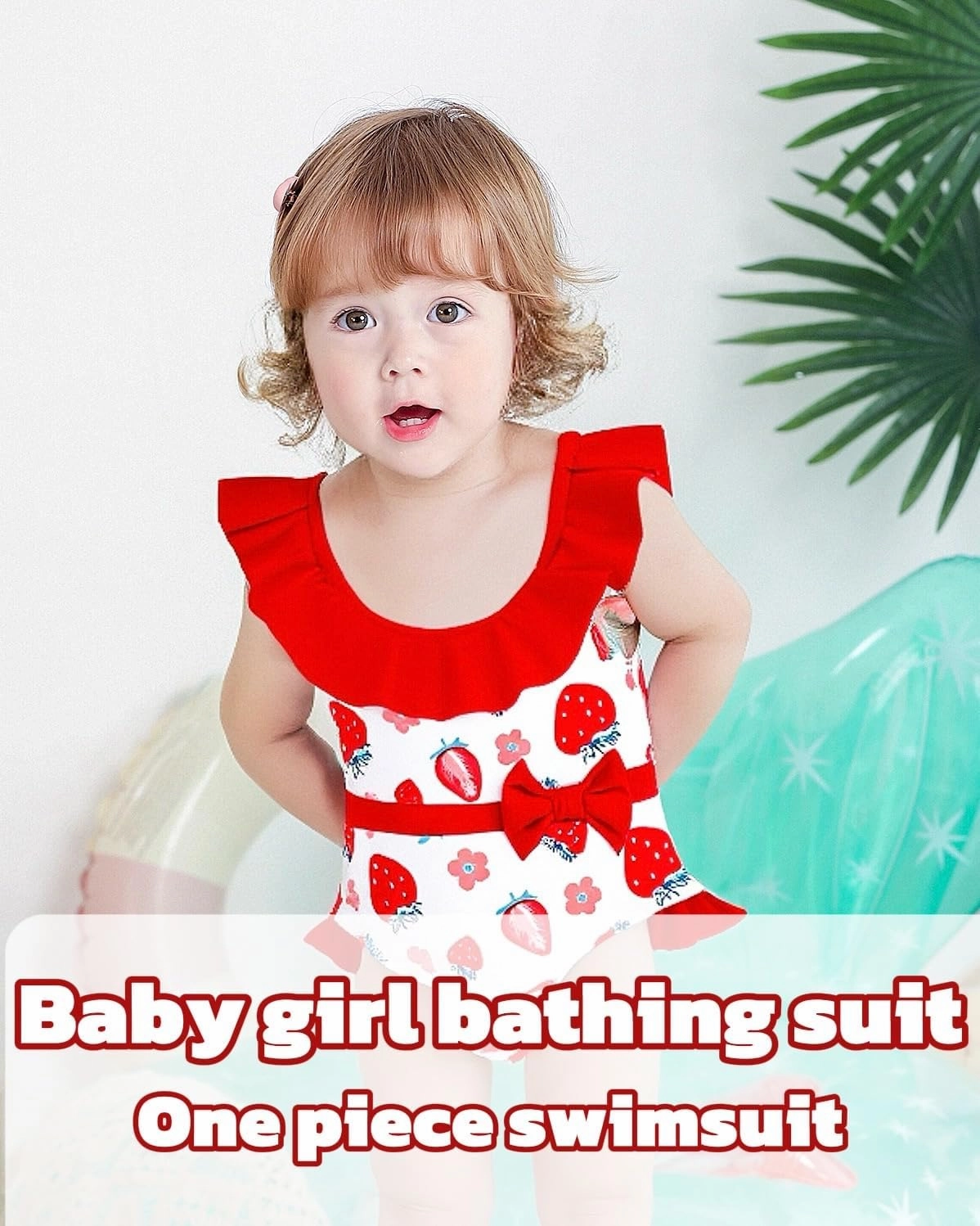 Mioglrie Toddler Girls Swimsuits Baby Bathing Suit Girl One Piece Shoulder Strap Ruffle Swimwear