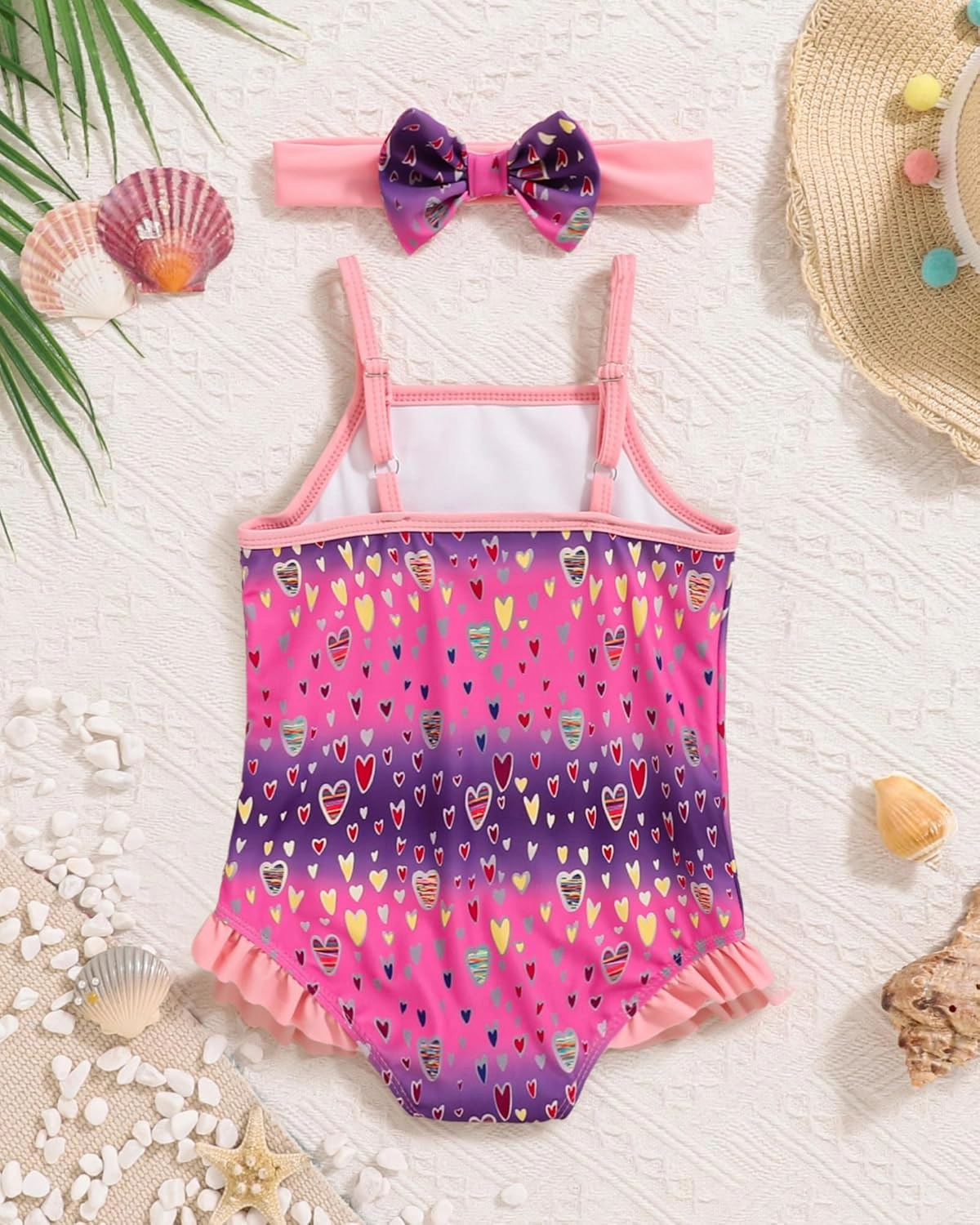 Mioglrie Toddler Girls Swimsuits Baby Bathing Suit Girl One Piece Shoulder Strap Ruffle Swimwear