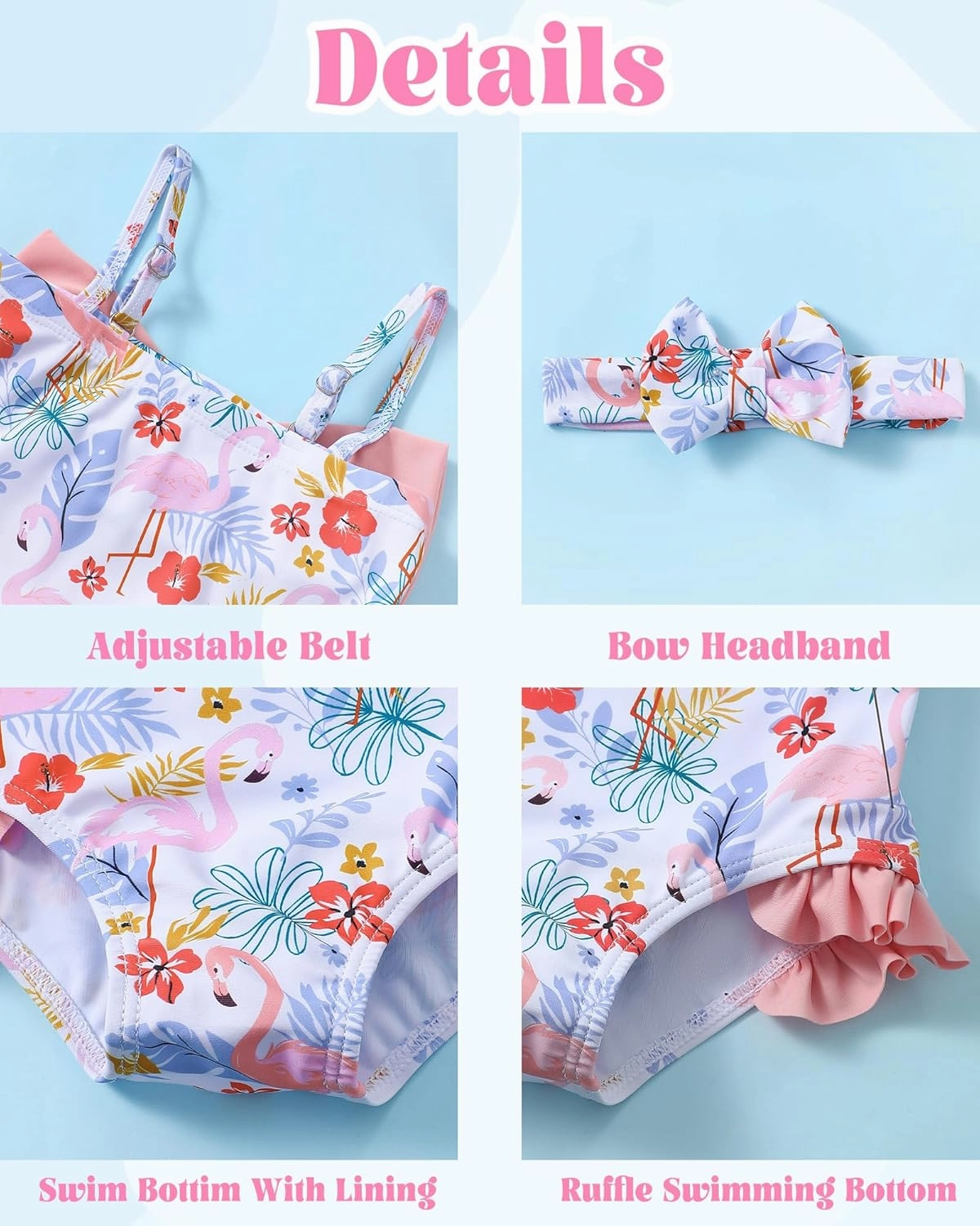 Mioglrie Toddler Girls Swimsuits Baby Bathing Suit Girl One Piece Shoulder Strap Ruffle Swimwear