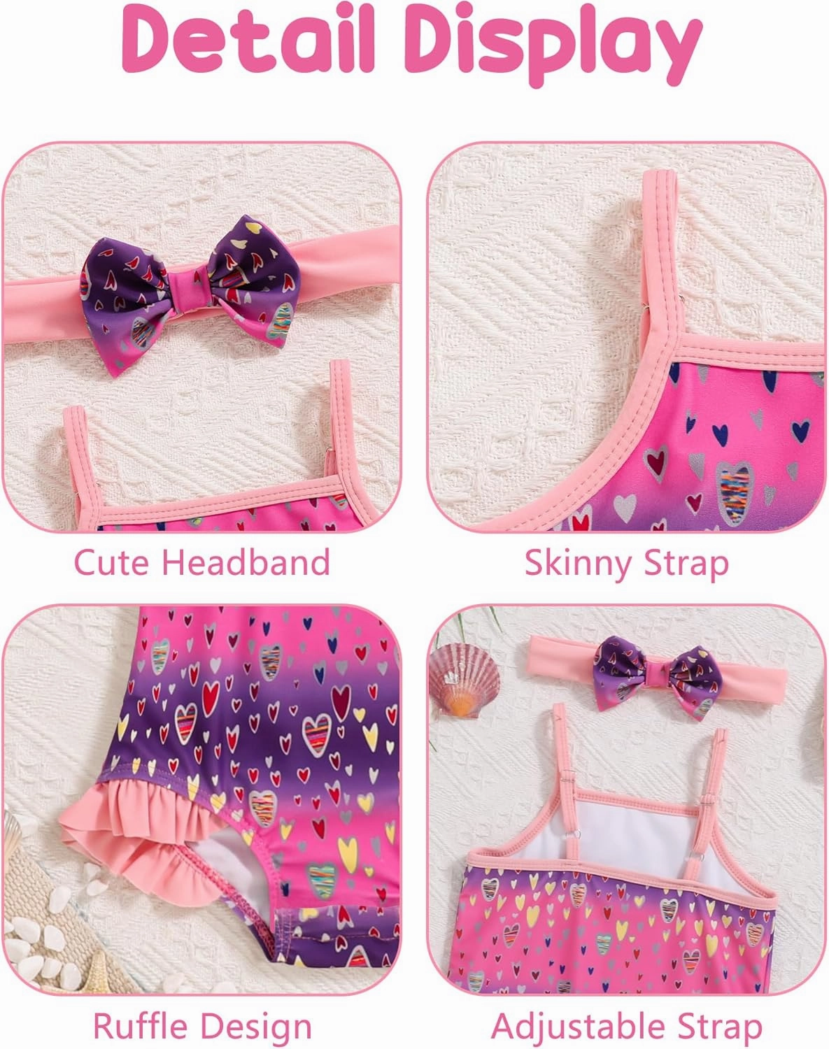 Mioglrie Toddler Girls Swimsuits Baby Bathing Suit Girl One Piece Shoulder Strap Ruffle Swimwear