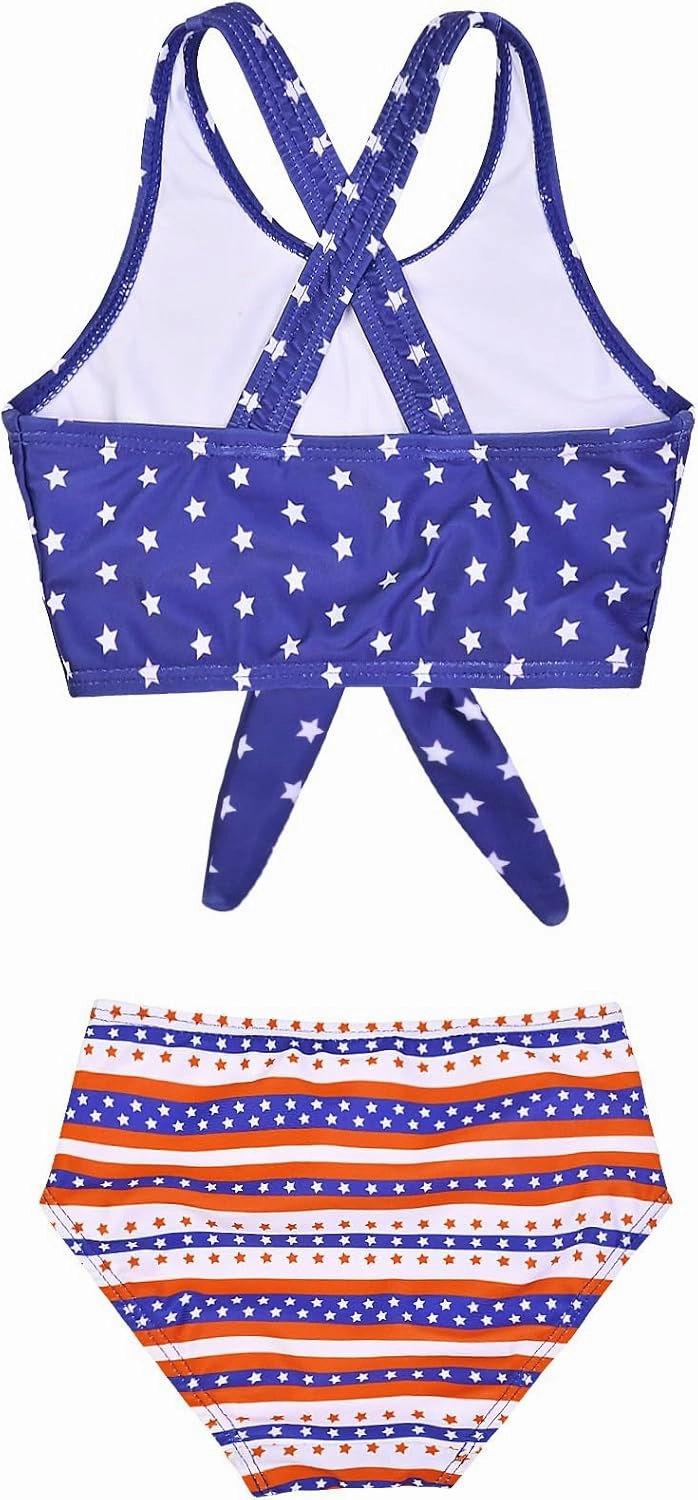 Mirawise Girls Swimsuits Swimwear Bathing Suit Beach Bikini Two Piece Tie Front Swimsiuts 4-13Y