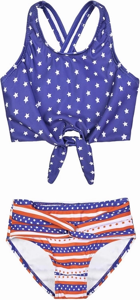 Mirawise Girls Swimsuits Swimwear Bathing Suit Beach Bikini Two Piece Tie Front Swimsiuts 4-13Y