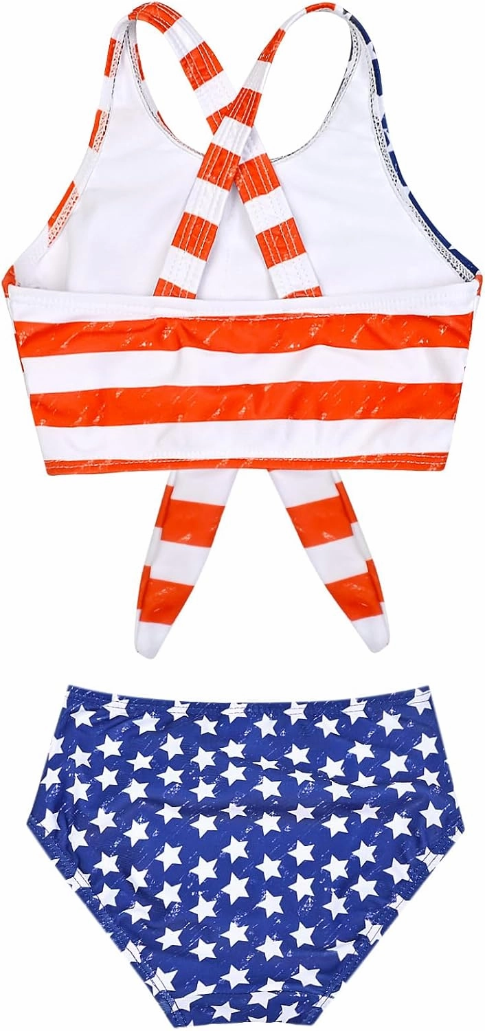Mirawise Girls Swimsuits Swimwear Bathing Suit Beach Bikini Two Piece Tie Front Swimsiuts 4-13Y