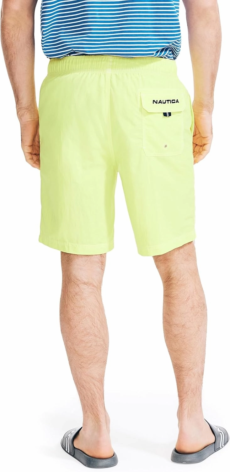 Nautica Men's Solid Quick Dry Classic Logo Swim Trunk