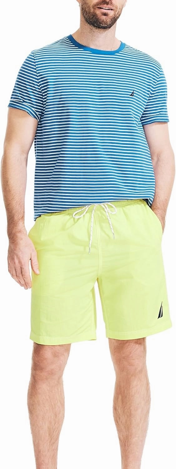 Nautica Men's Solid Quick Dry Classic Logo Swim Trunk