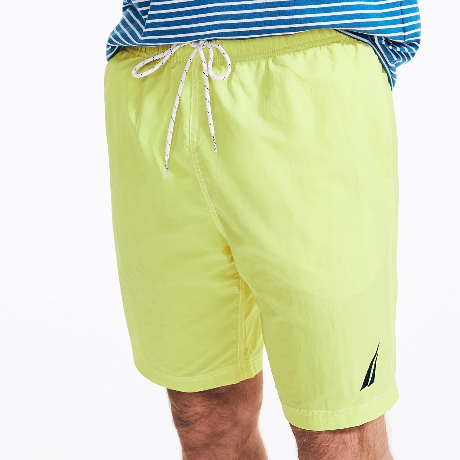 Nautica Men's Solid Quick Dry Classic Logo Swim Trunk