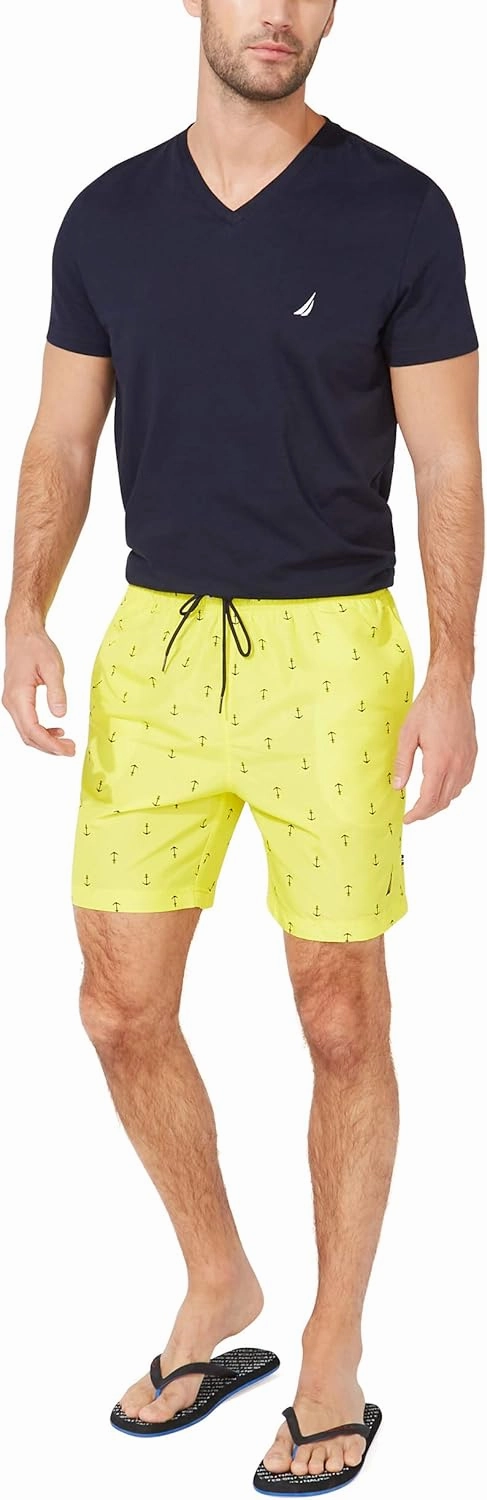 Nautica Men's Standard Quick Dry All Over Classic Anchor Print Swim Trunk