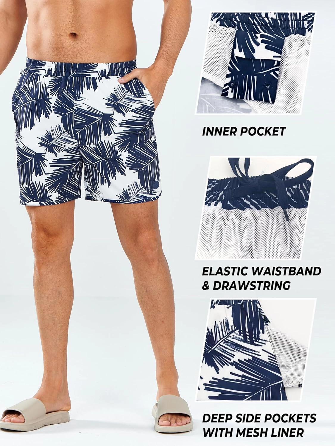 NORTHYARD Men's Swim Trunks 5" Quick Dry Swim Shorts with Mesh Liner Packable for Swimwear Surfing Beach Travel