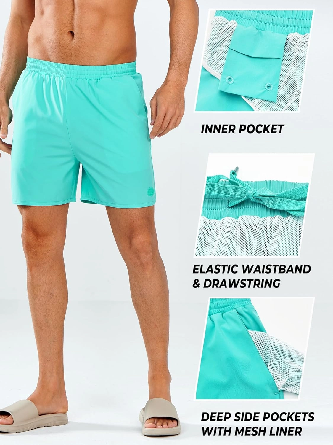 NORTHYARD Men's Swim Trunks 5" Quick Dry Swim Shorts with Mesh Liner Packable for Swimwear Surfing Beach Travel