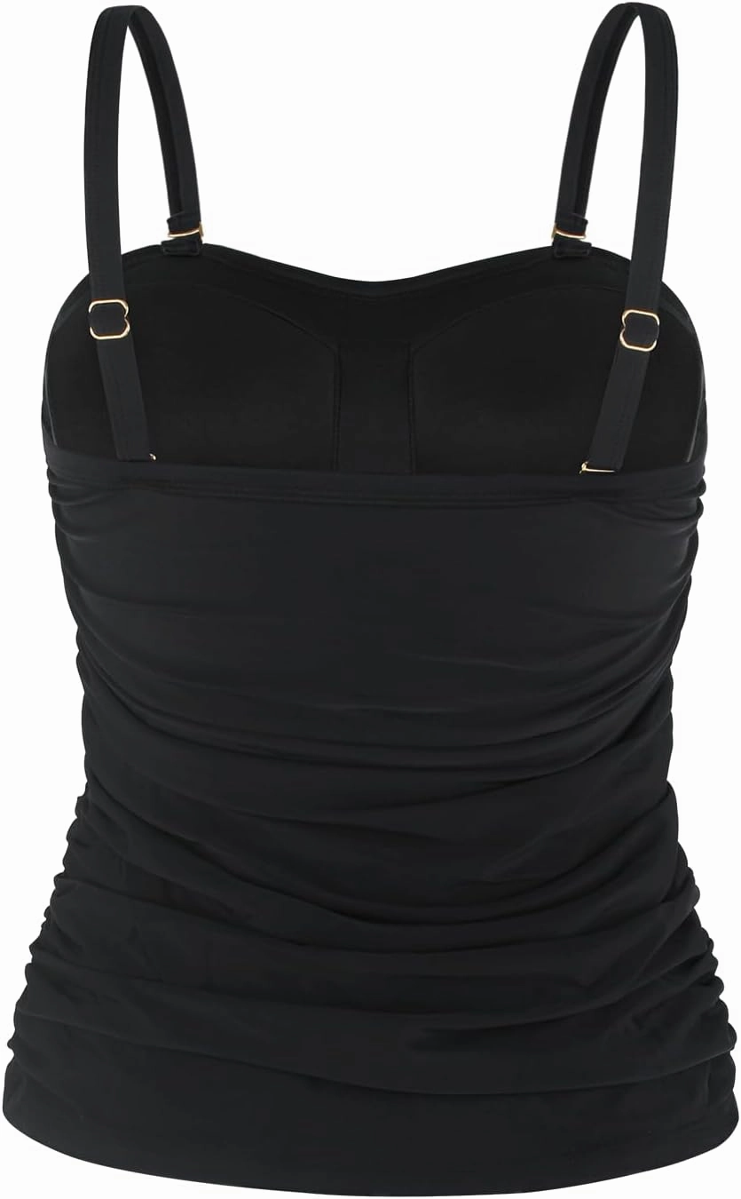 Ocean Blues Women's Strapless Bandeau Tankini Top Tummy Control Bathing Suit Top Only