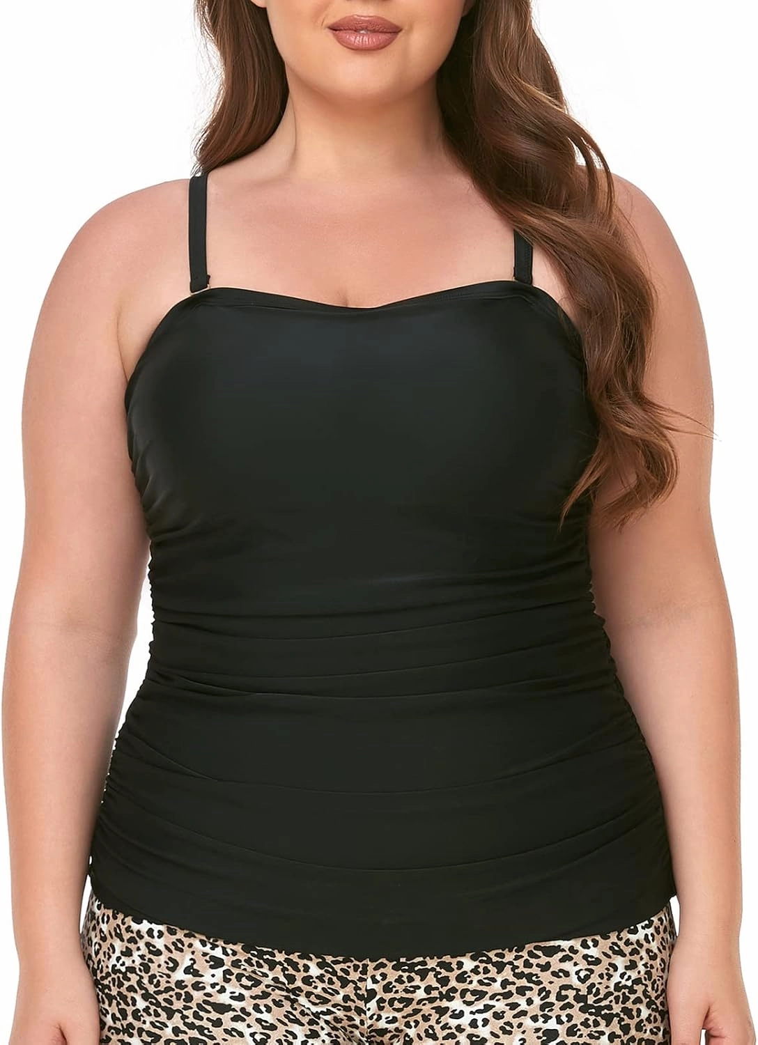 Ocean Blues Women's Strapless Bandeau Tankini Top Tummy Control Bathing Suit Top Only