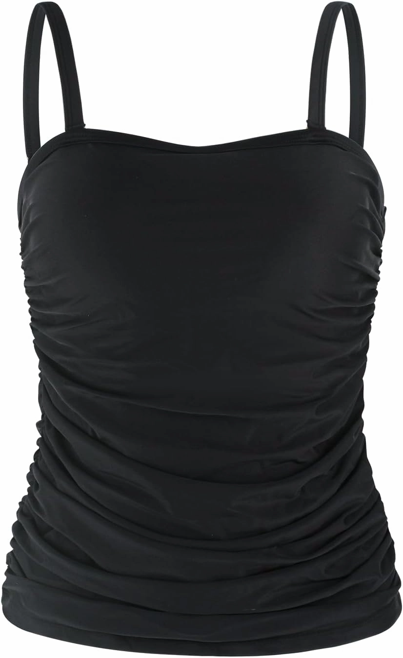 Ocean Blues Women's Strapless Bandeau Tankini Top Tummy Control Bathing Suit Top Only