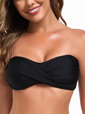 Ocean Blues Women's Strapless Bikini Top Bandeau Swimsuit Off Shoulders Bikini Top Wire-Free Bathing Suit Top