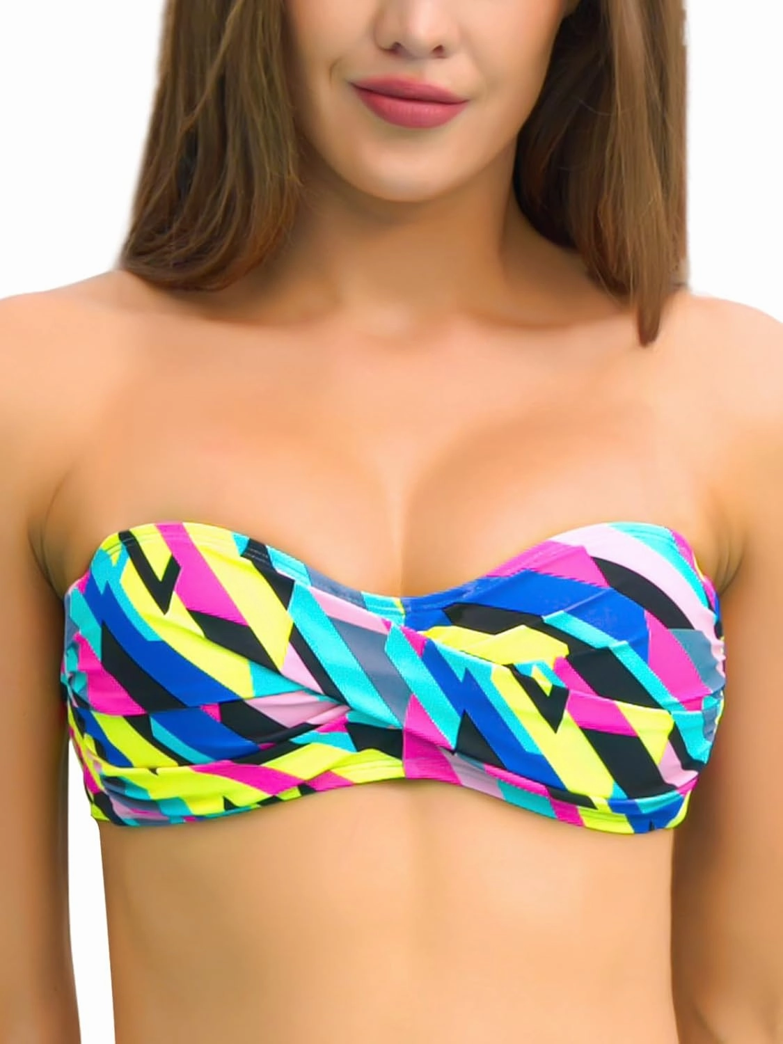 Ocean Blues Women's Strapless Swimsuits for Women Bandeau Bikini Top Tie Back Halter Bathing Suit Top