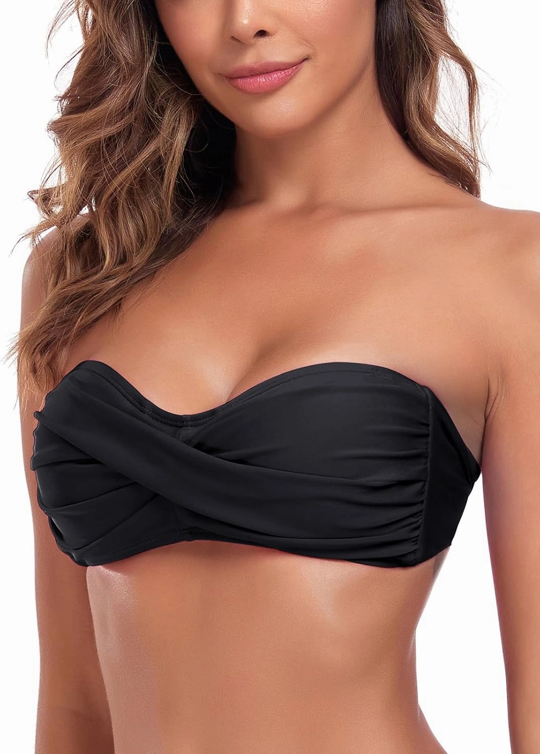 Ocean Blues Women's Strapless Swimsuits for Women Bandeau Bikini Top Tie Back Halter Bathing Suit Top