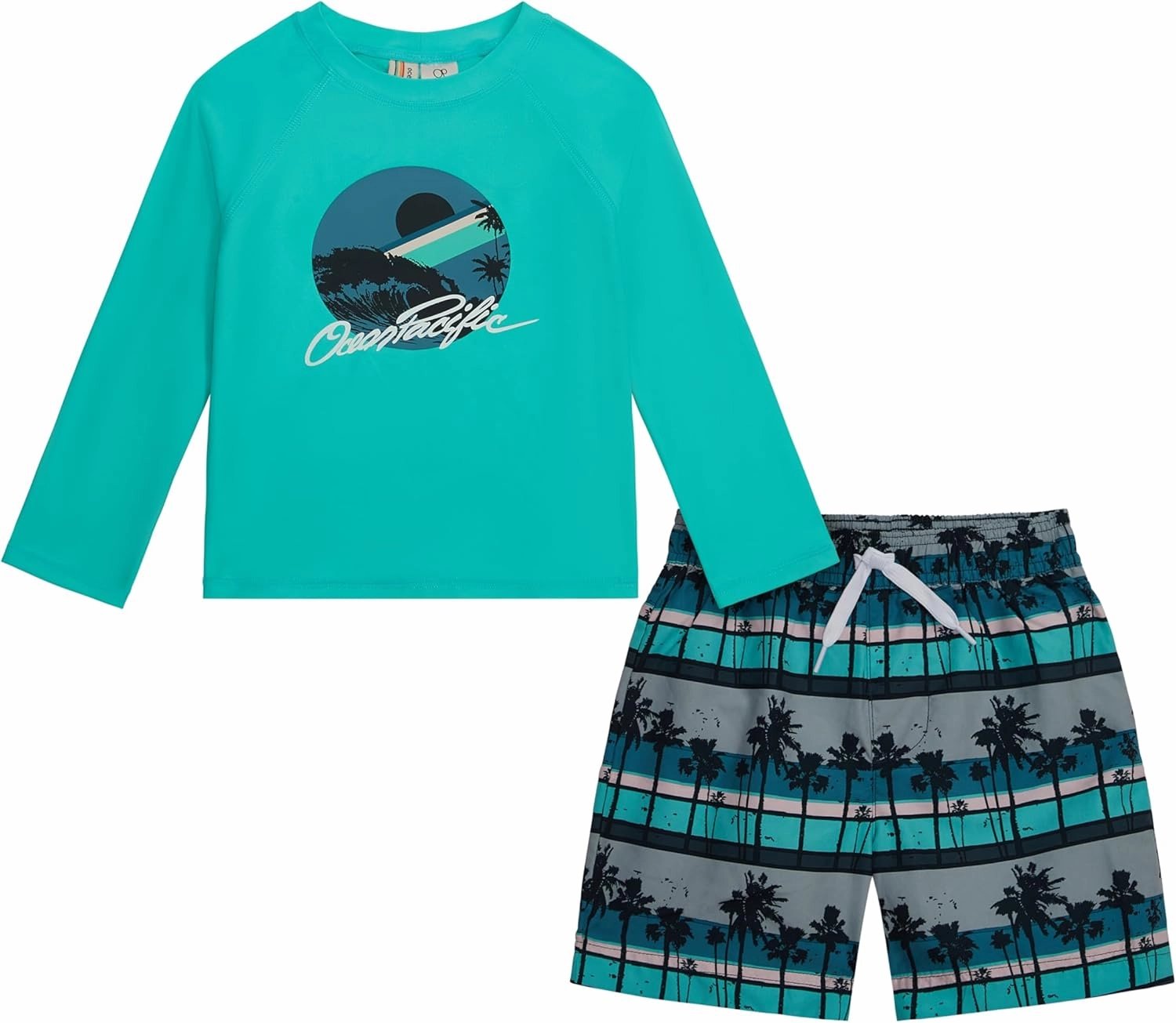 Ocean Pacific Boys' Rashguard and Trunks Swimsuit Set