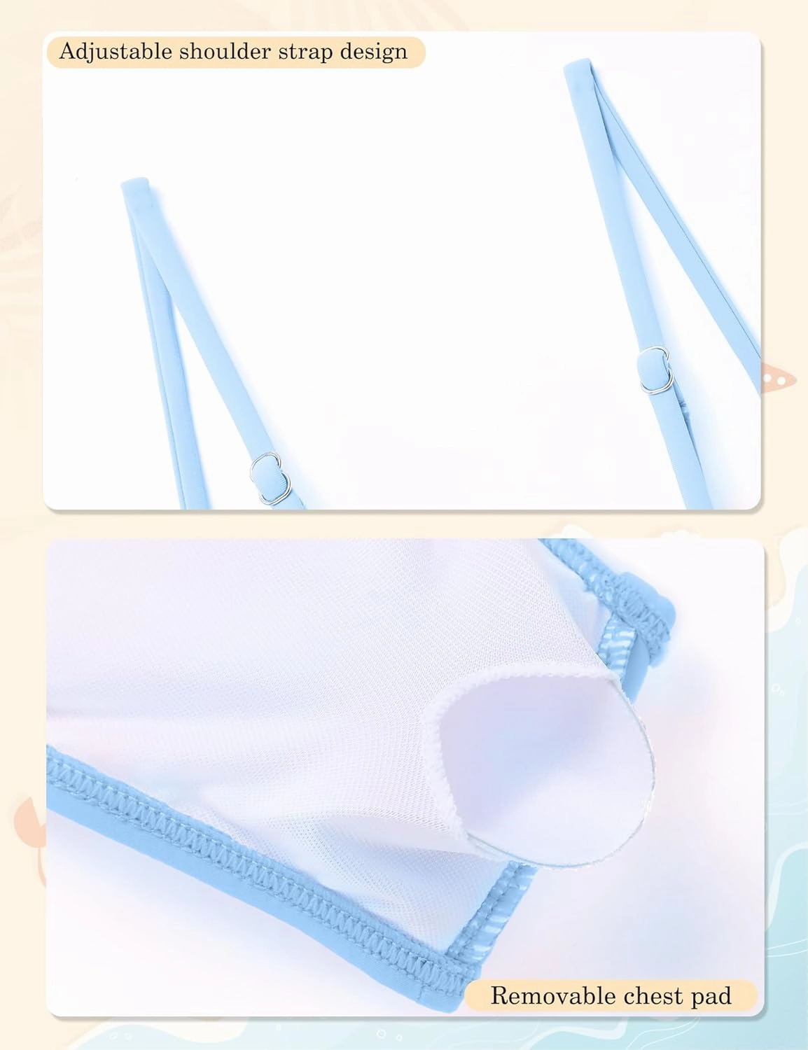 oklady Girls Swimsuit 2 Piece Bikini Set Tiered Ruffled Bathing Suit Adjustable Straps Girls' Swimwear