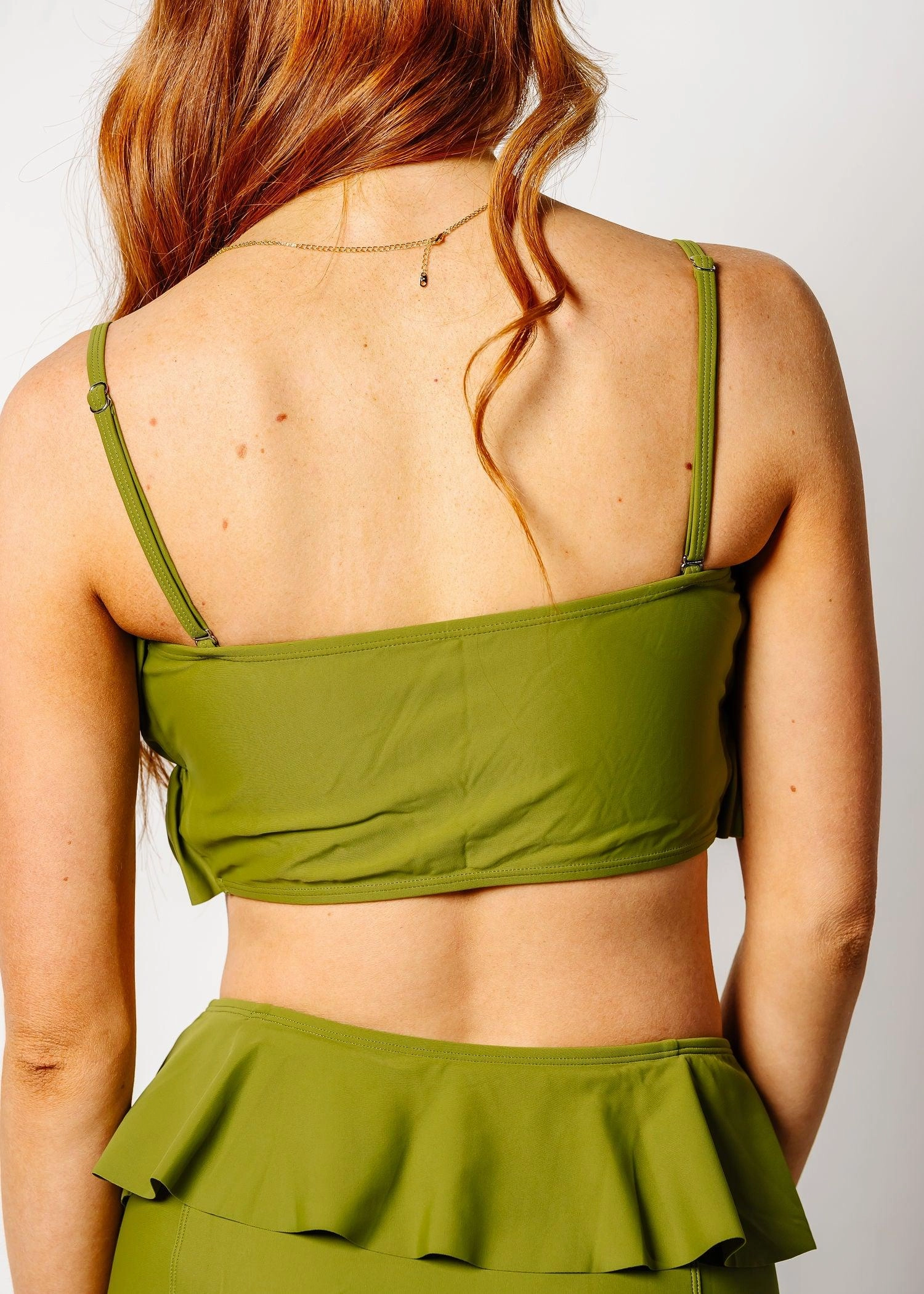 Olive Green | Oversized Ruffle Top