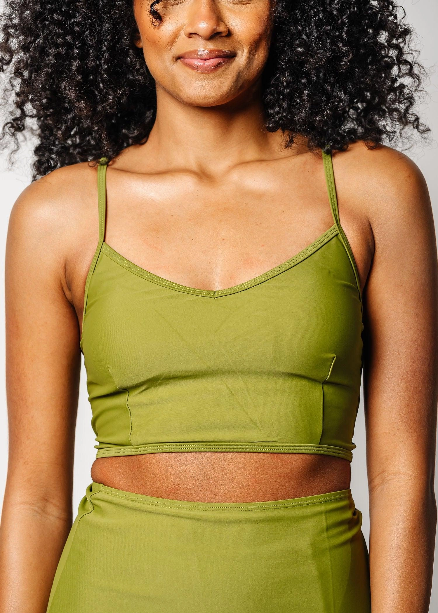 Olive Green | V'D Crop Top