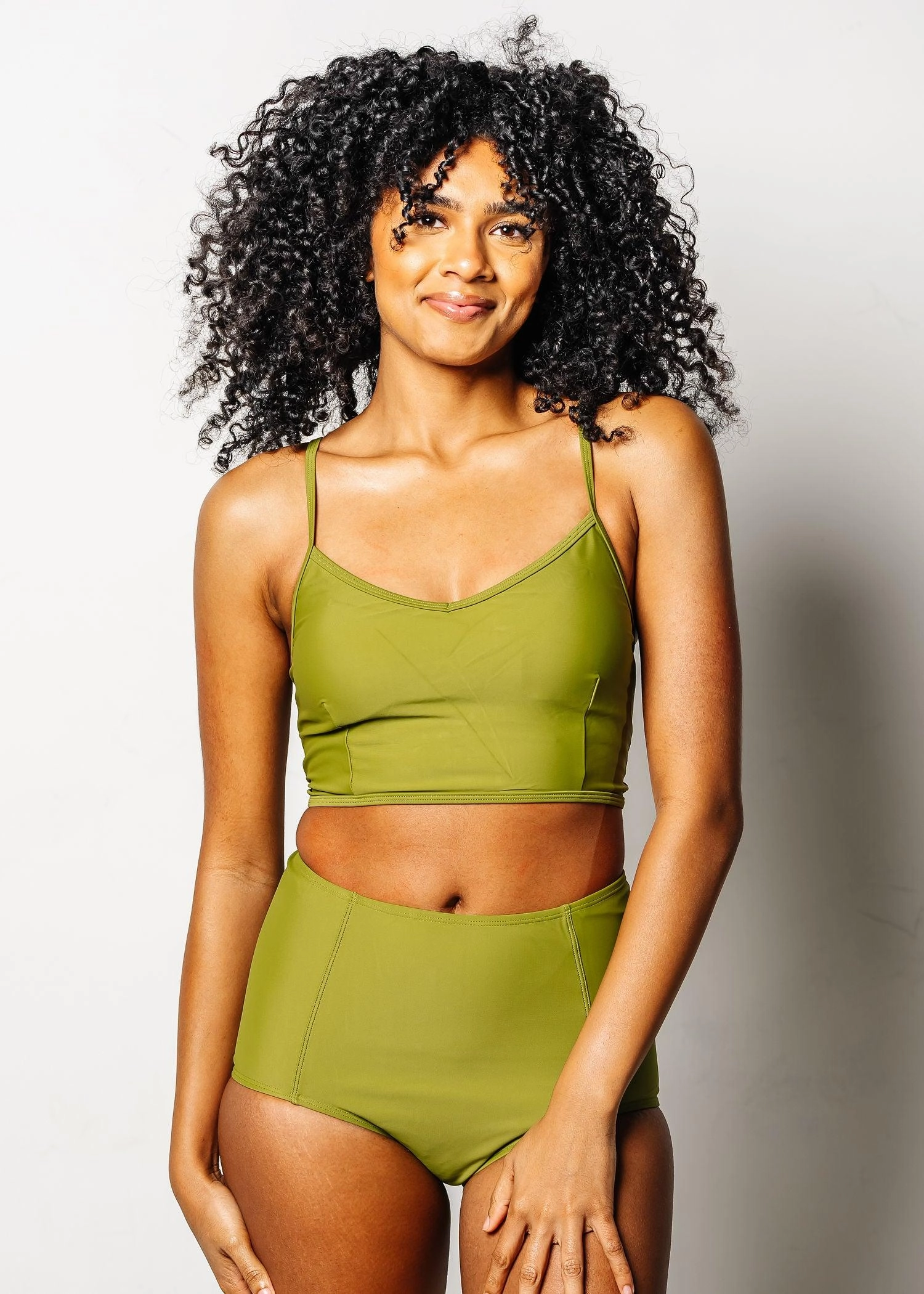 Olive Green | V'D Crop Top