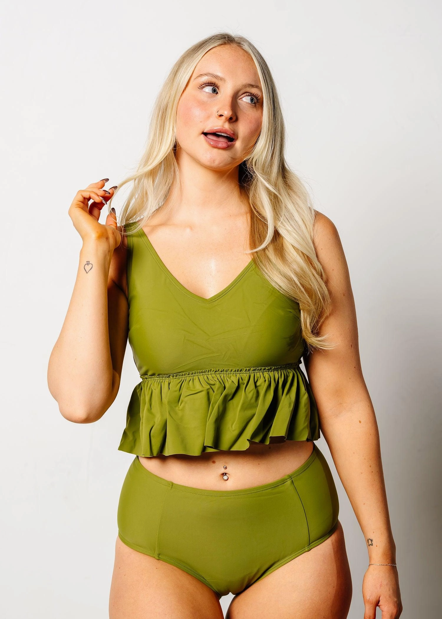 Olive Green | V-Neck Top