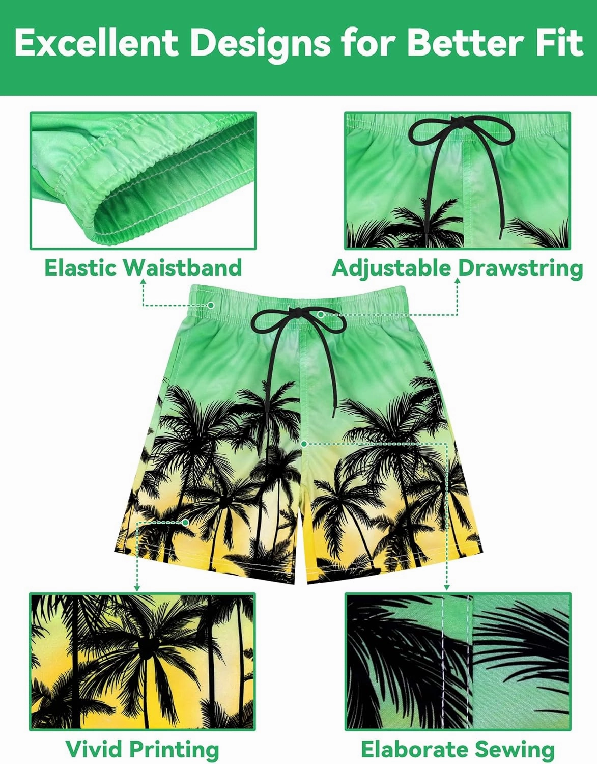 Olreco Youth Boys Swim Trunks with Compression Liner Boys Bathing Suit for Kids Swimsuits Teen Quick Dry Kids Board Shorts