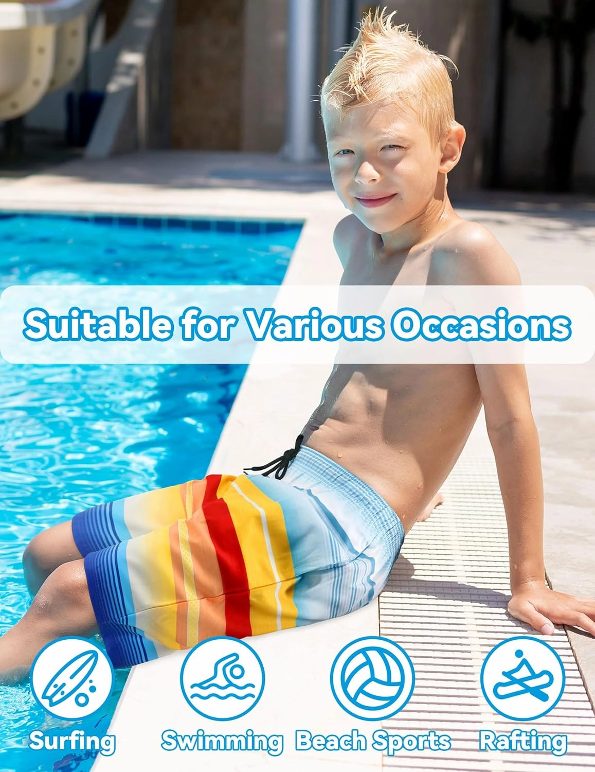 Olreco Youth Boys Swim Trunks with Compression Liner Boys Bathing Suit for Kids Swimsuits Teen Quick Dry Kids Board Shorts