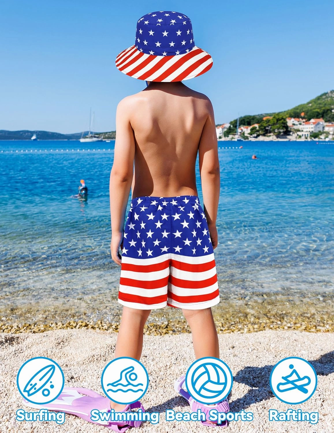 Olreco Youth Boys Swim Trunks with Compression Liner Boys Bathing Suit for Kids Swimsuits Teen Quick Dry Kids Board Shorts