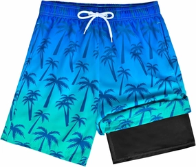OlyPegic Boys Swim Trunks with Boxer Brief Liner Compression Boy Bathing Suit Quick Dry Beach Swimsuit Toddler Swim Shorts